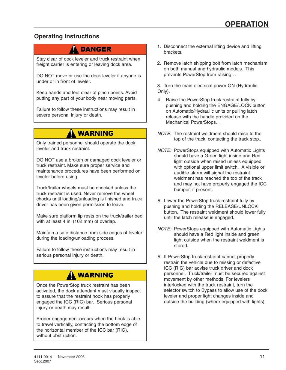 Operation, Operating instructions | Poweramp POWERSTOP 4.2009 User Manual | Page 13 / 32