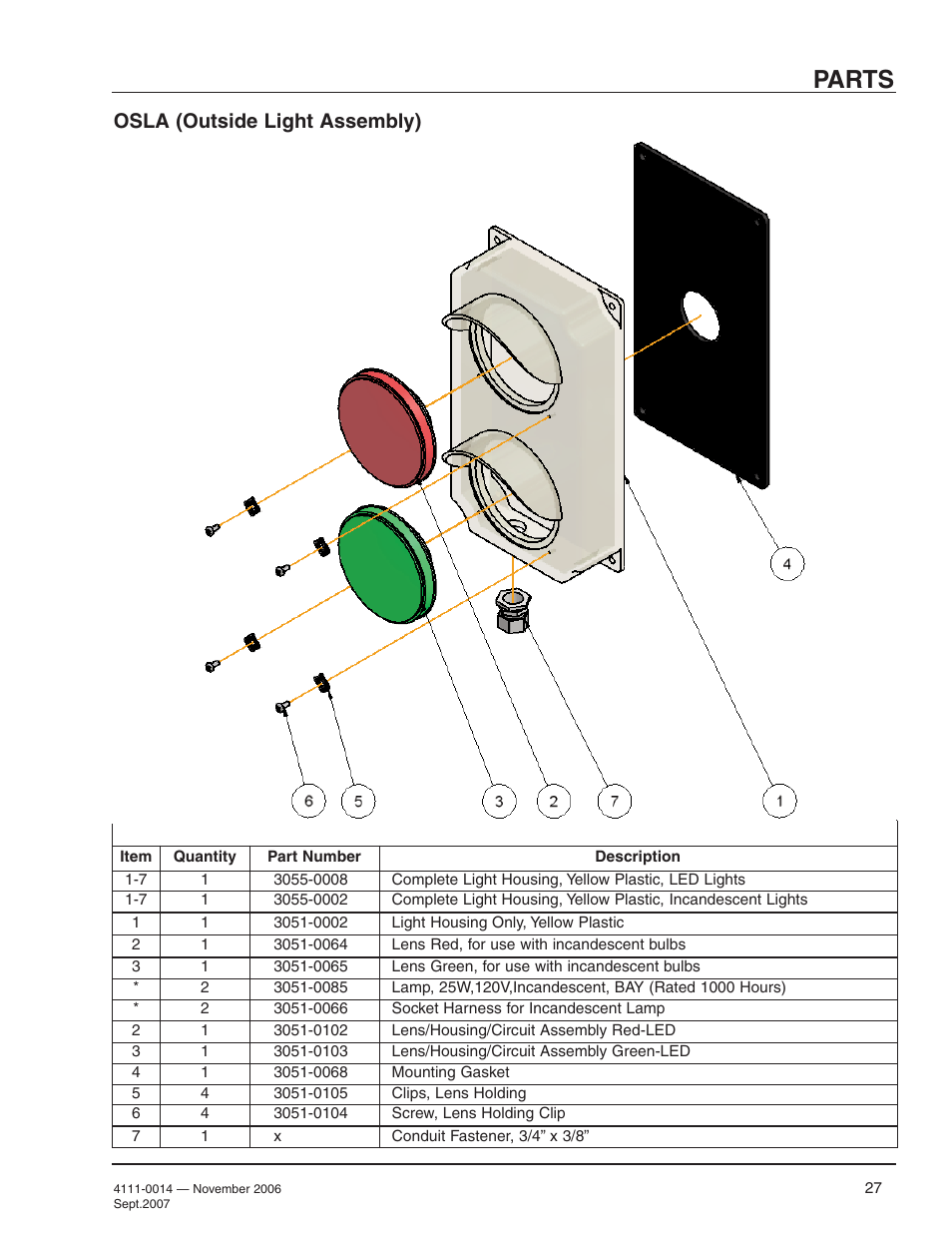 Parts, Osla (outside light assembly) | Poweramp POWERSTOP 4.2009 User Manual | Page 29 / 32