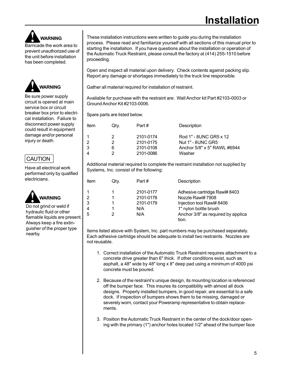 Installation | Poweramp POWERSTOP A 11.1996 User Manual | Page 8 / 27