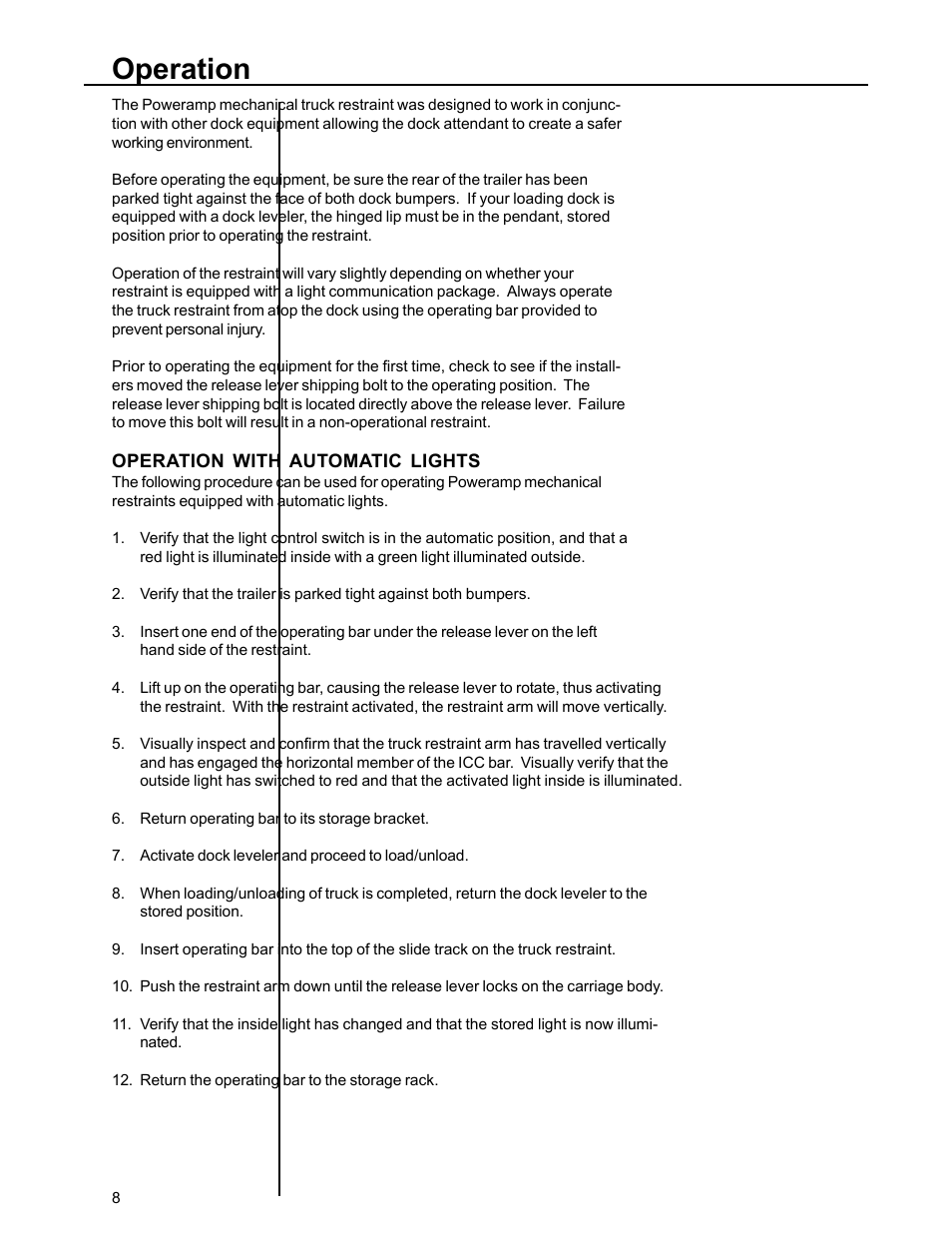 Operation | Poweramp POWERSTOP M 11.1996 User Manual | Page 10 / 18