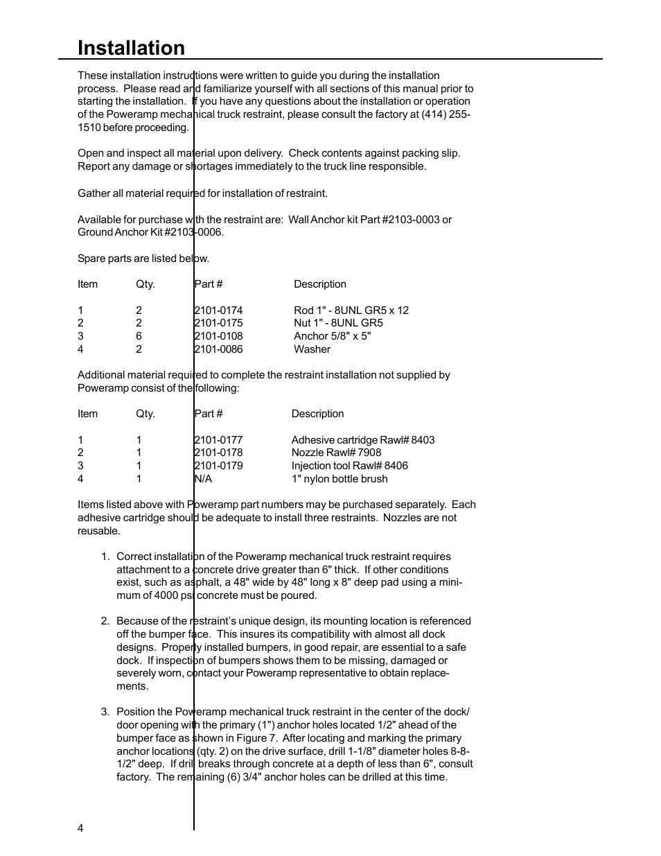 Installation | Poweramp POWERSTOP M 11.1996 User Manual | Page 6 / 18
