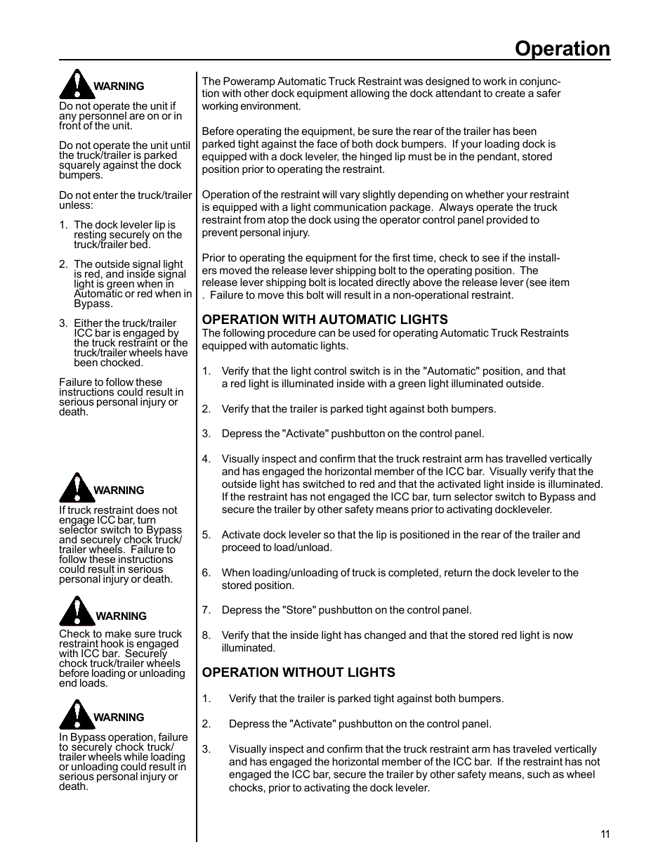 Operation | Poweramp POWERSTOP AUTO 11.1996 User Manual | Page 13 / 25