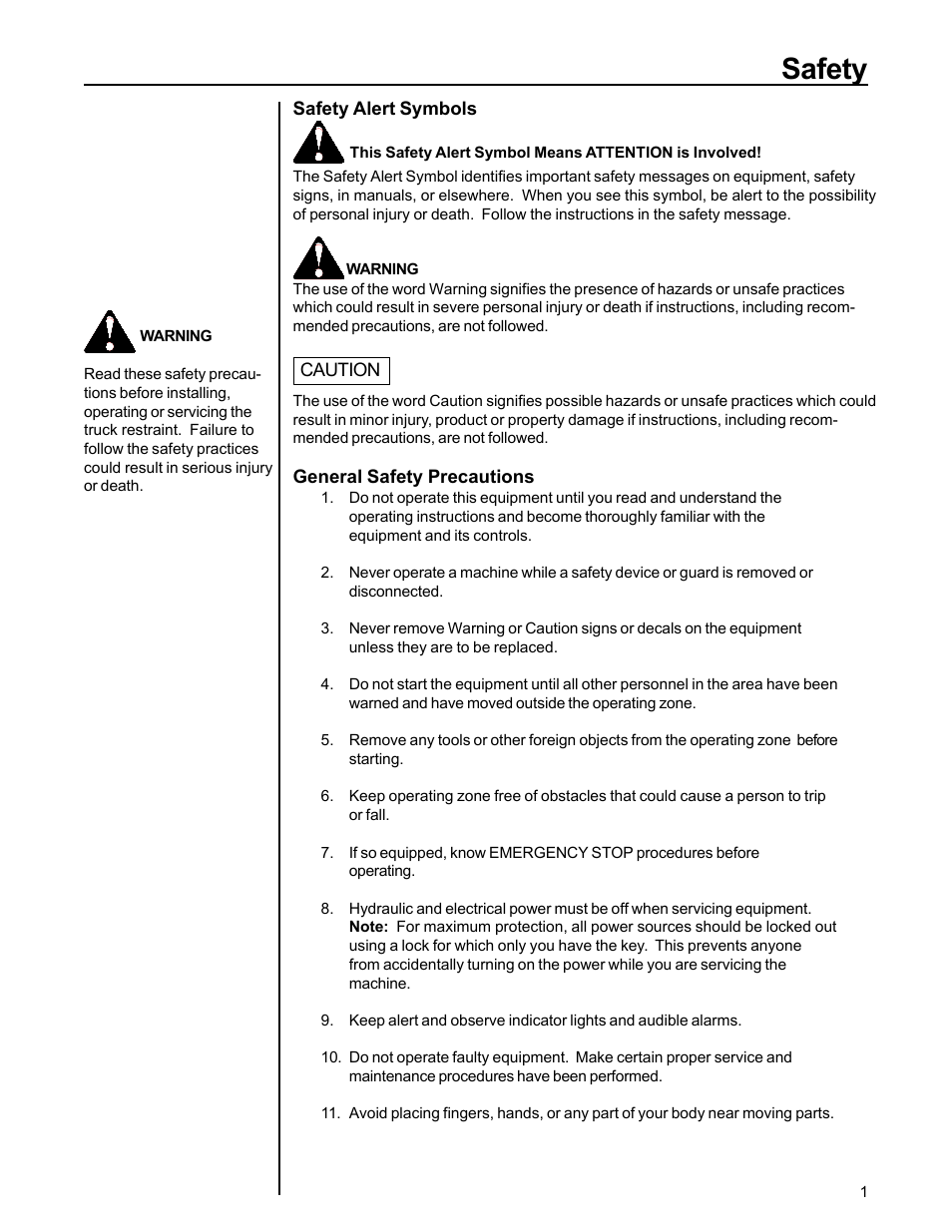 Safety | Poweramp POWERSTOP AUTO 11.1996 User Manual | Page 3 / 25