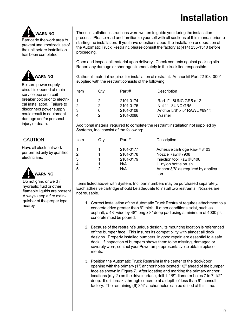 Installation | Poweramp POWERSTOP AUTO 11.1996 User Manual | Page 7 / 25