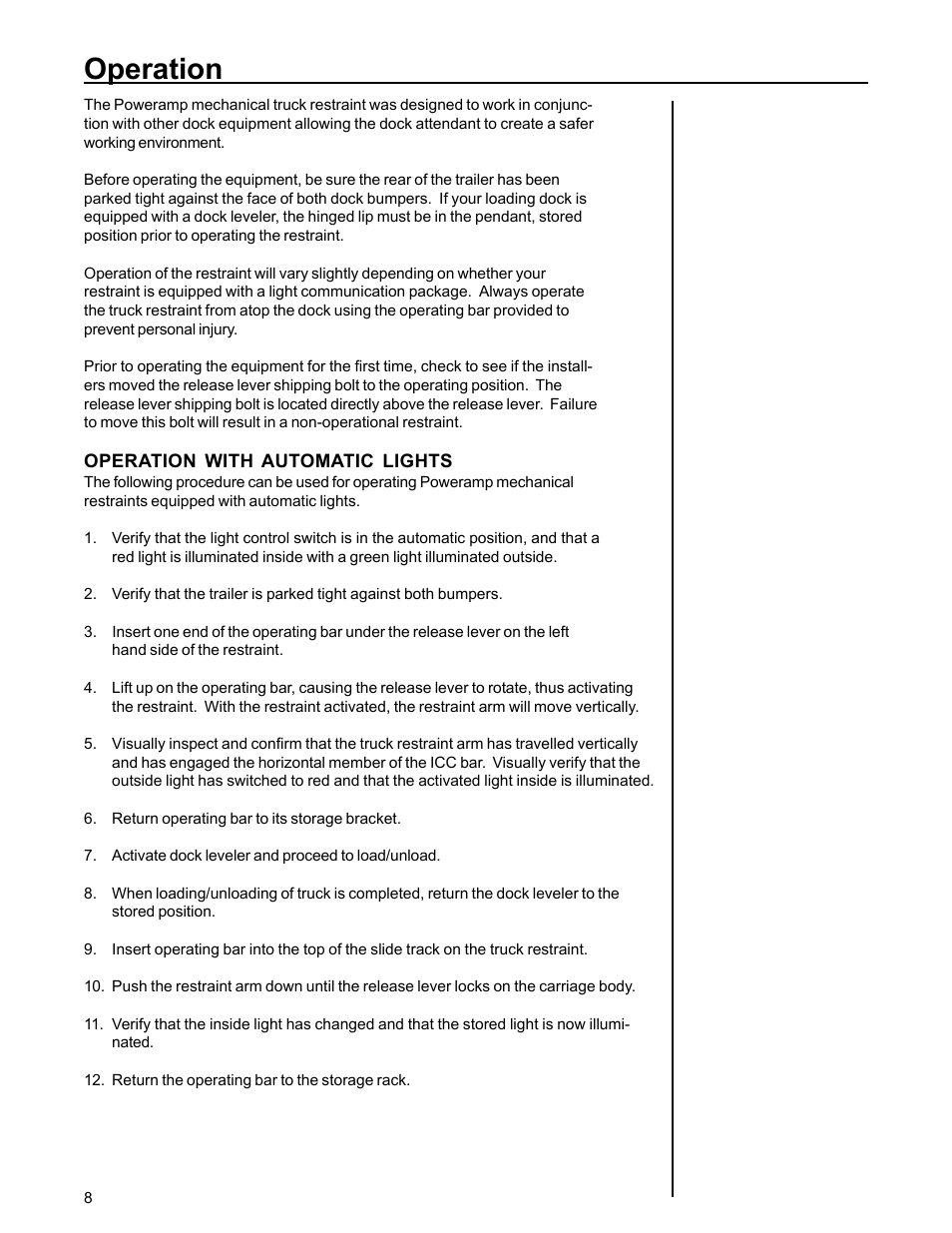 Operation | Poweramp POWERSTOP MAN 11.1996 User Manual | Page 10 / 17
