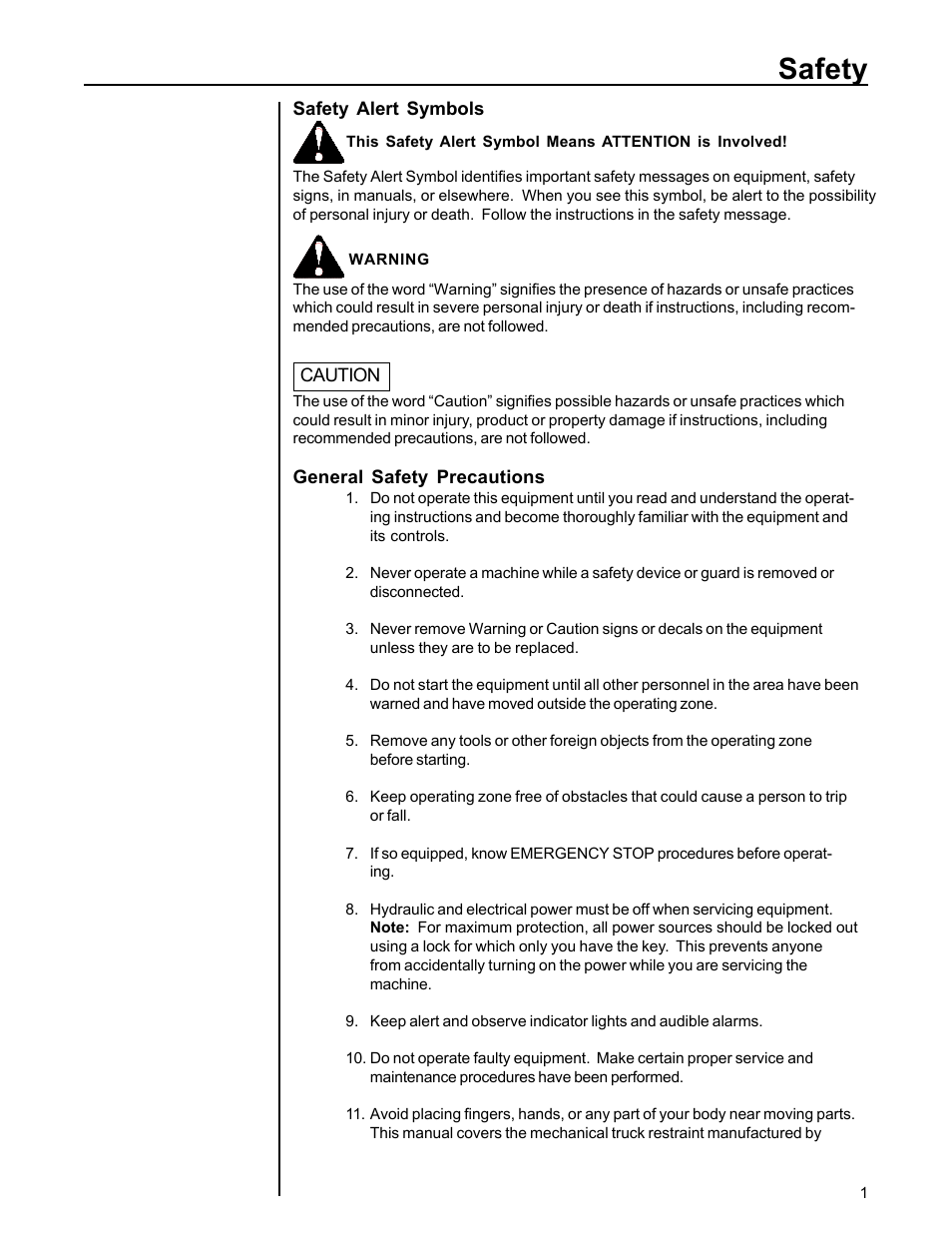 Safety | Poweramp SEMI AUTO TRUCK RESTRAINT 11_96 User Manual | Page 3 / 17