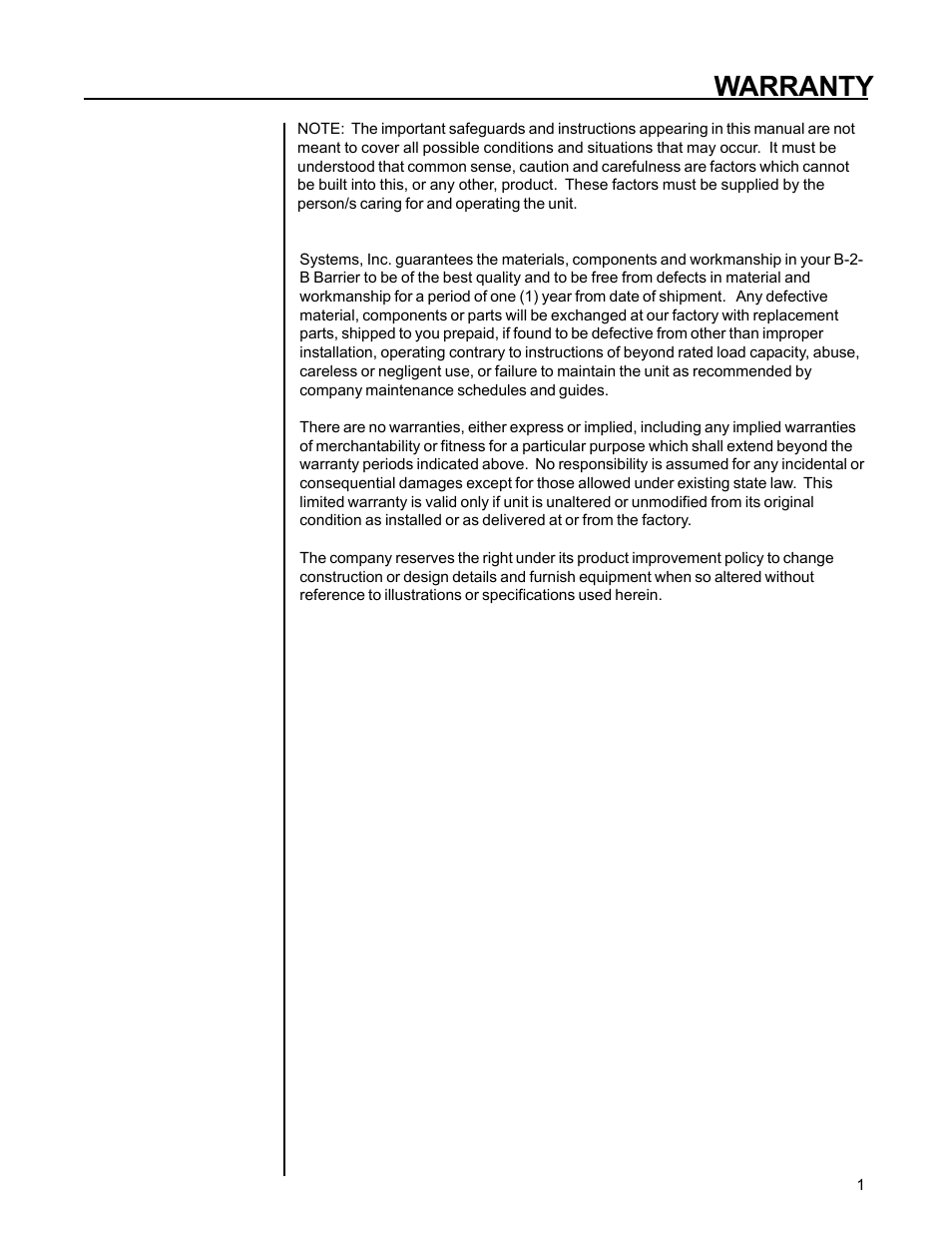 Warranty | Poweramp BAR - LIFT BARRIER User Manual | Page 3 / 19