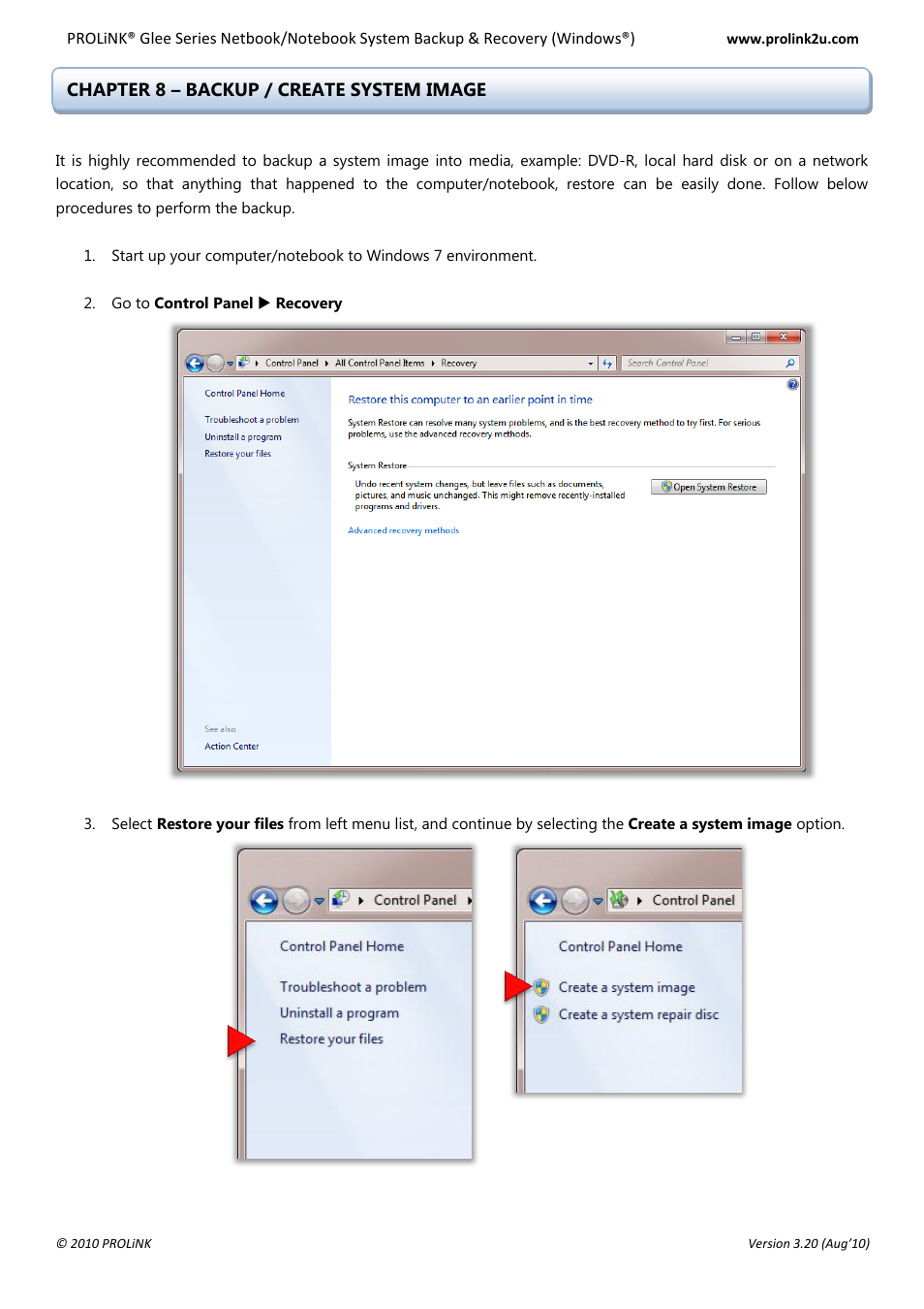 Chapter 8 – backup / create system image | PROLiNK Glee UW2 Backup & Restore Guide User Manual | Page 16 / 21