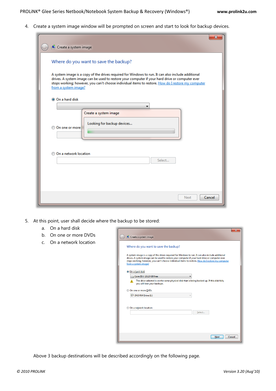 PROLiNK Glee UW2 Backup & Restore Guide User Manual | Page 17 / 21