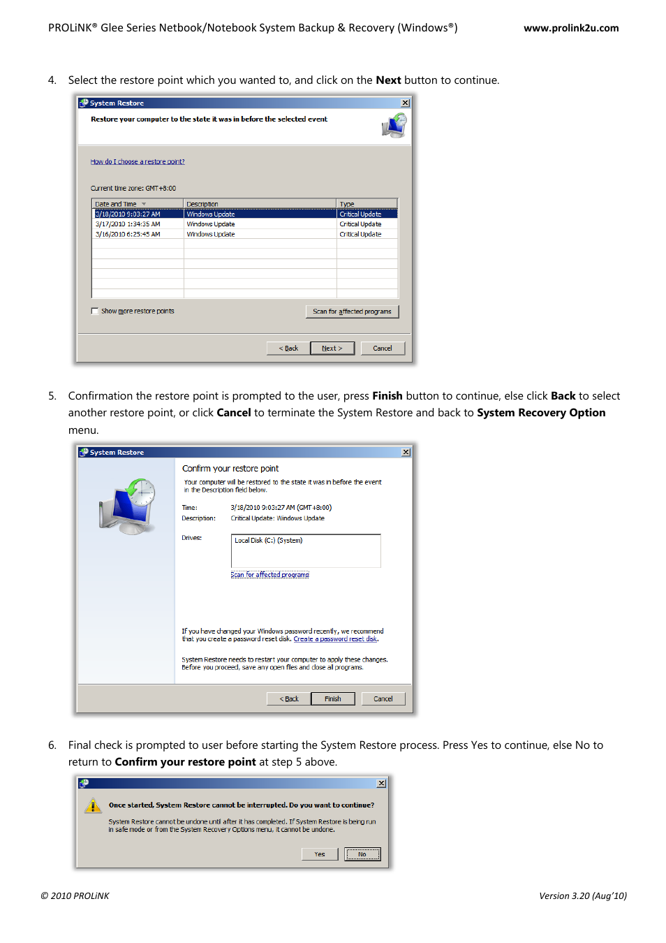 PROLiNK Glee UW2 Backup & Restore Guide User Manual | Page 8 / 21