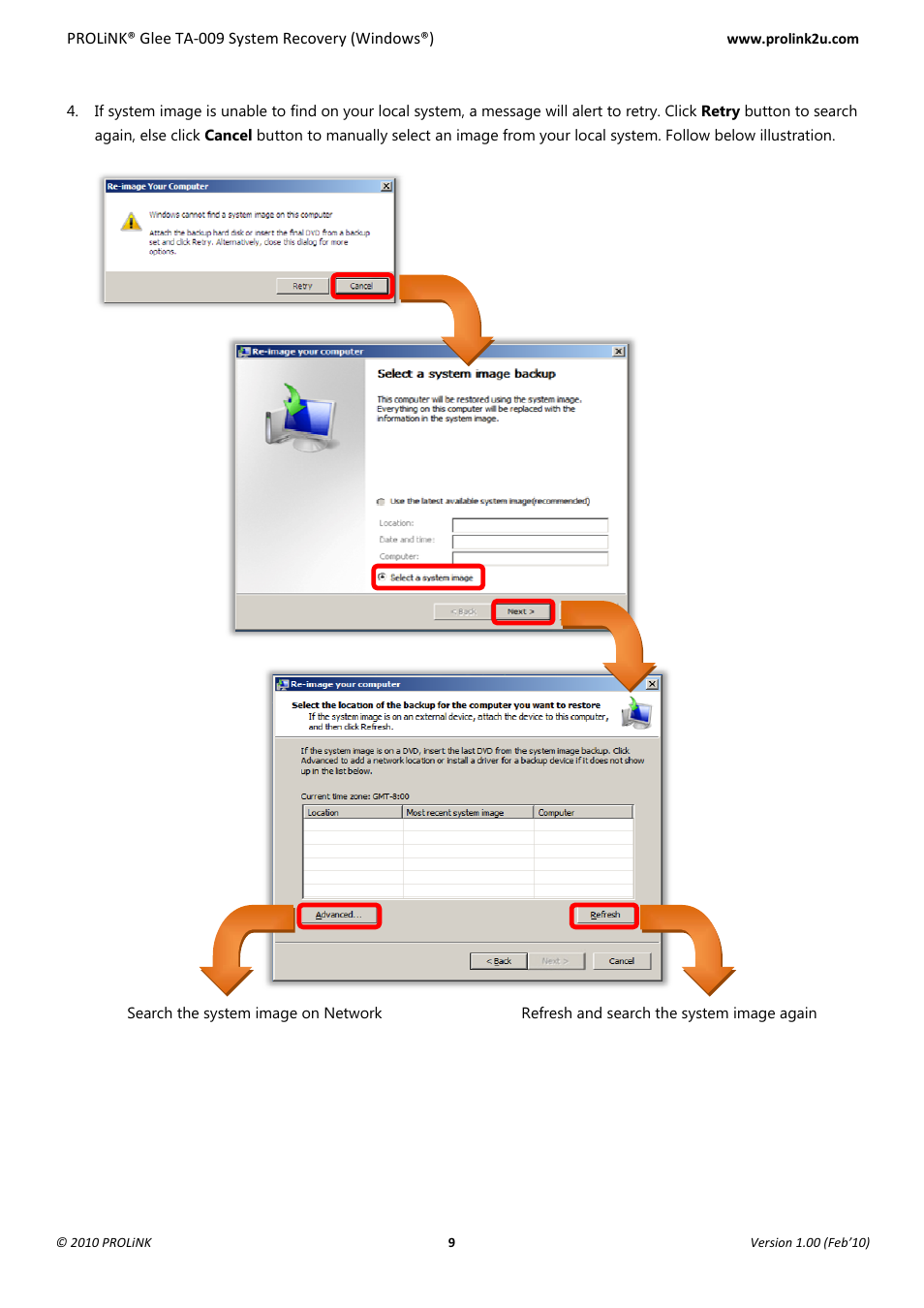 PROLiNK Glee TA-009 System Recovery User Manual | Page 11 / 16