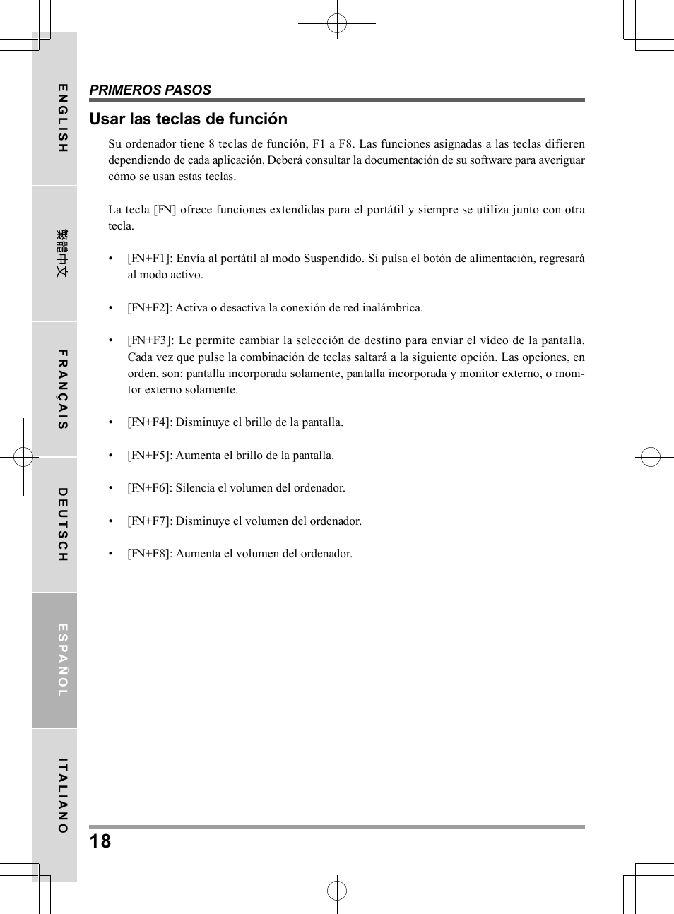 Usar las teclas de función | PROLiNK Glee TA-009 User Manual User Manual | Page 106 / 198