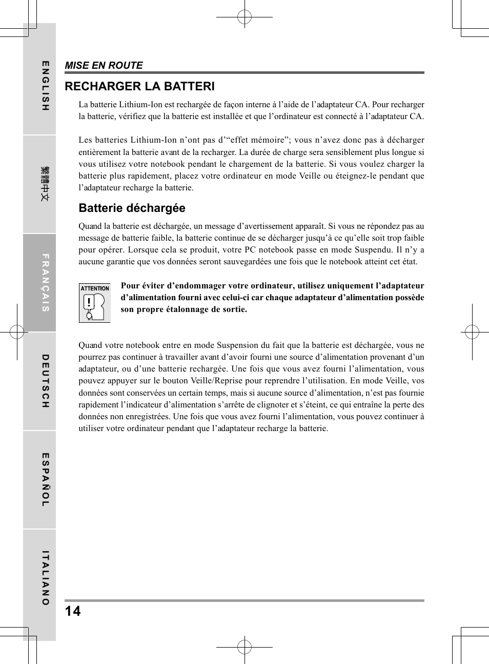 Recharger la batteri, Batterie déchargée | PROLiNK Glee TA-009 User Manual User Manual | Page 58 / 198