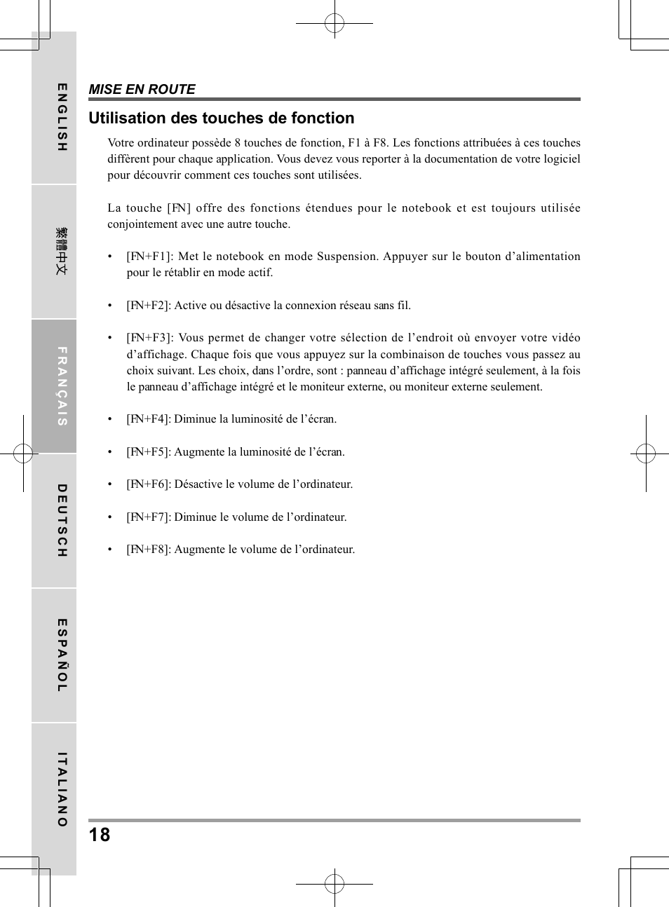 Utilisation des touches de fonction | PROLiNK Glee TA-009 User Manual User Manual | Page 62 / 198
