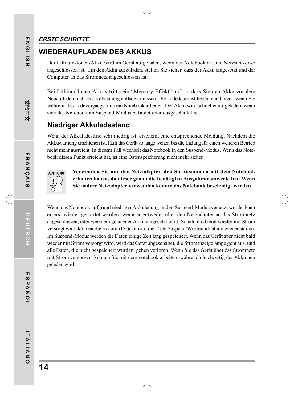 Wiederaufladen des akkus, Niedriger akkuladestand | PROLiNK Glee TA-009 User Manual User Manual | Page 80 / 198