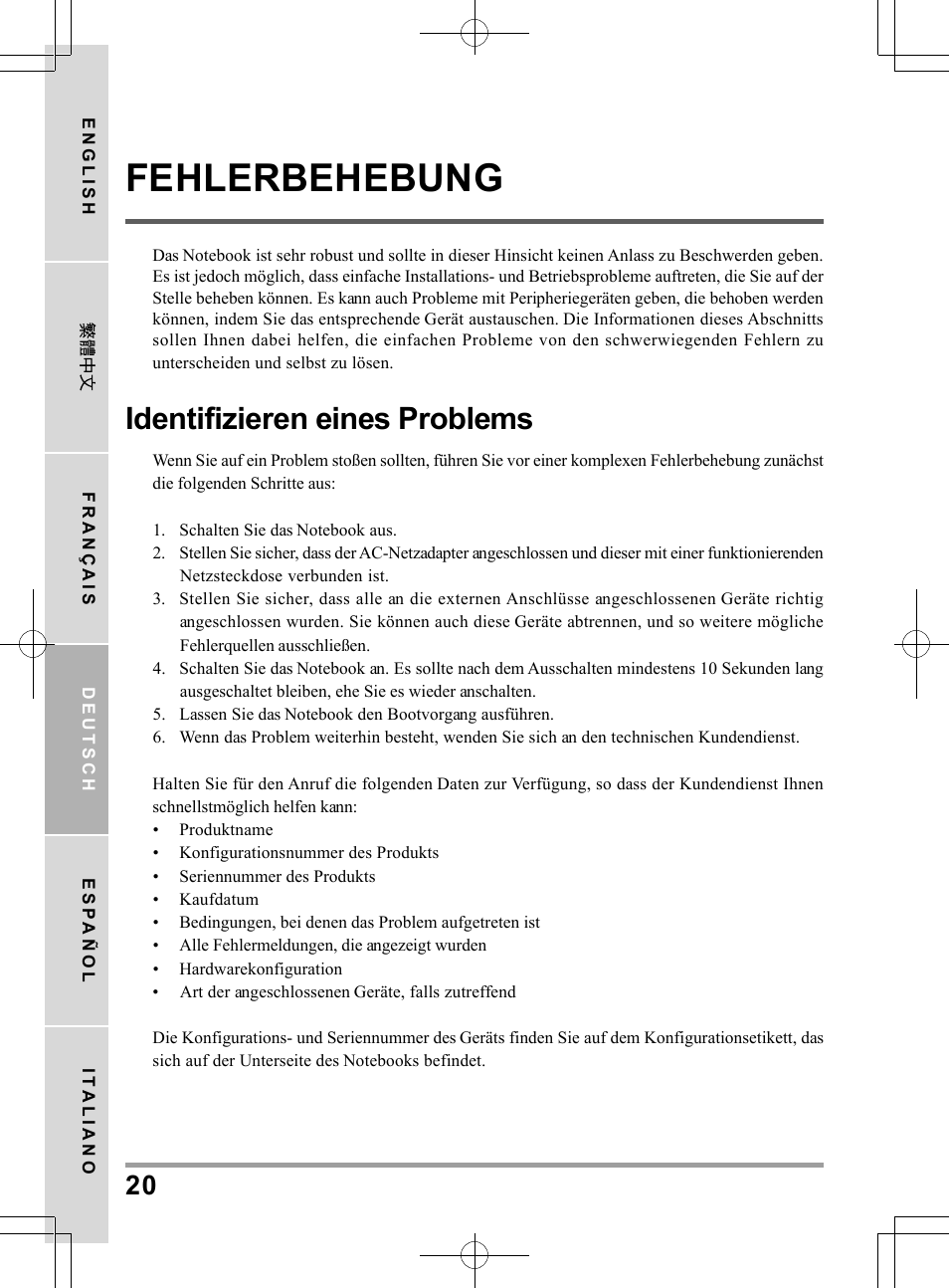 Fehlerbehebung, Identifizieren eines problems | PROLiNK Glee TA-009 User Manual User Manual | Page 86 / 198