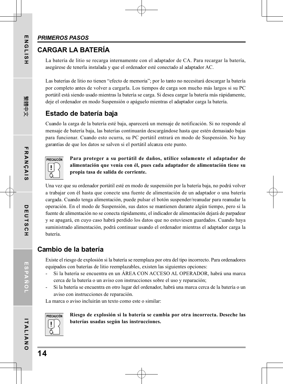 Cargar la batería, Estado de batería baja, Cambio de la batería | PROLiNK Glee UW2 User Manual User Manual | Page 102 / 198