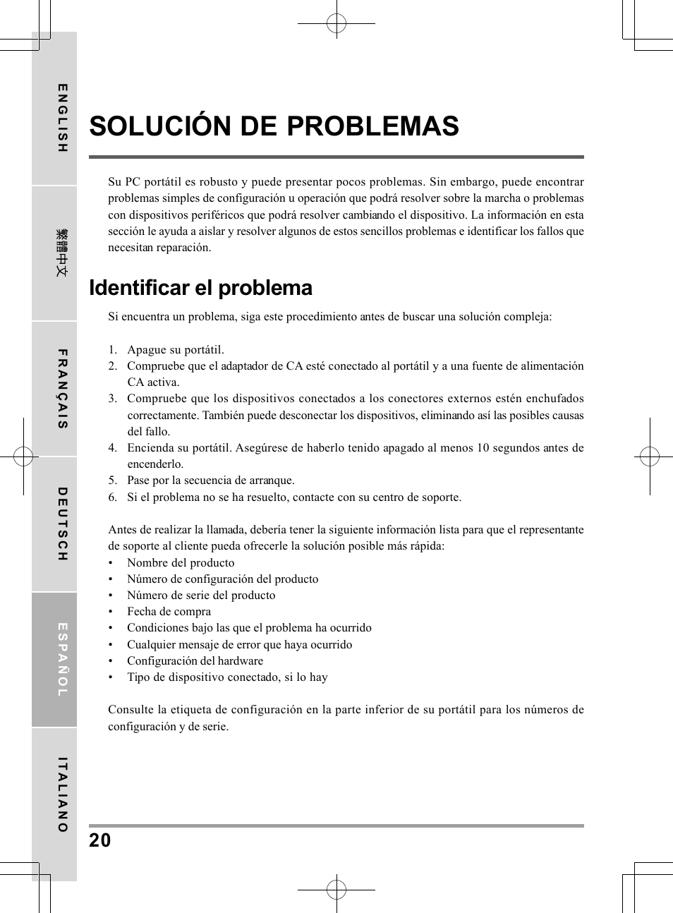 Solución de problemas, Identificar el problema | PROLiNK Glee UW2 User Manual User Manual | Page 108 / 198