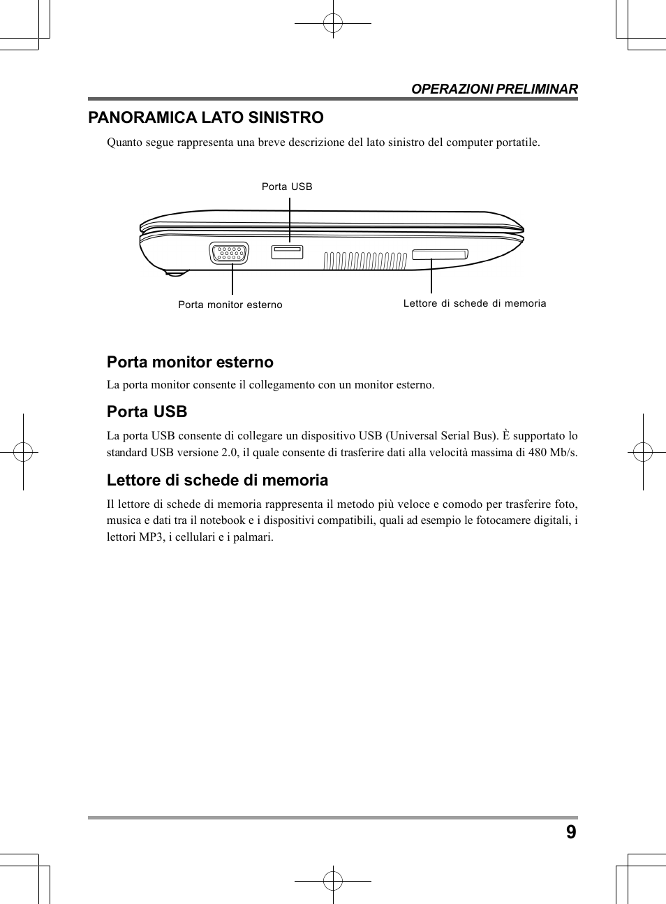 Porta monitor esterno, Porta usb, Panoramica lato sinistro | PROLiNK Glee UW2 User Manual User Manual | Page 119 / 198