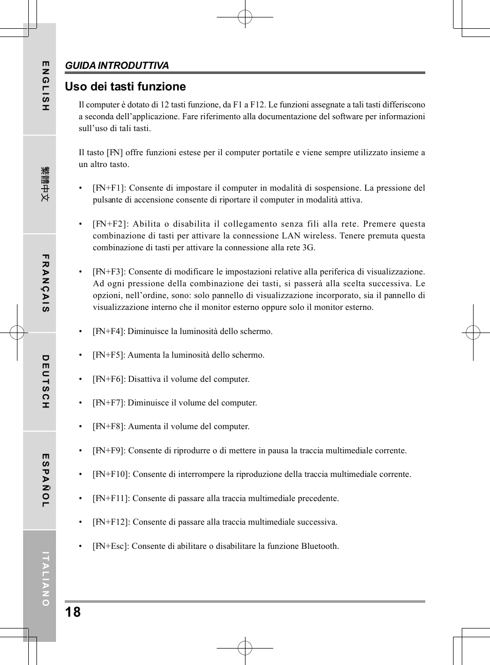Uso dei tasti funzione | PROLiNK Glee UW2 User Manual User Manual | Page 128 / 198