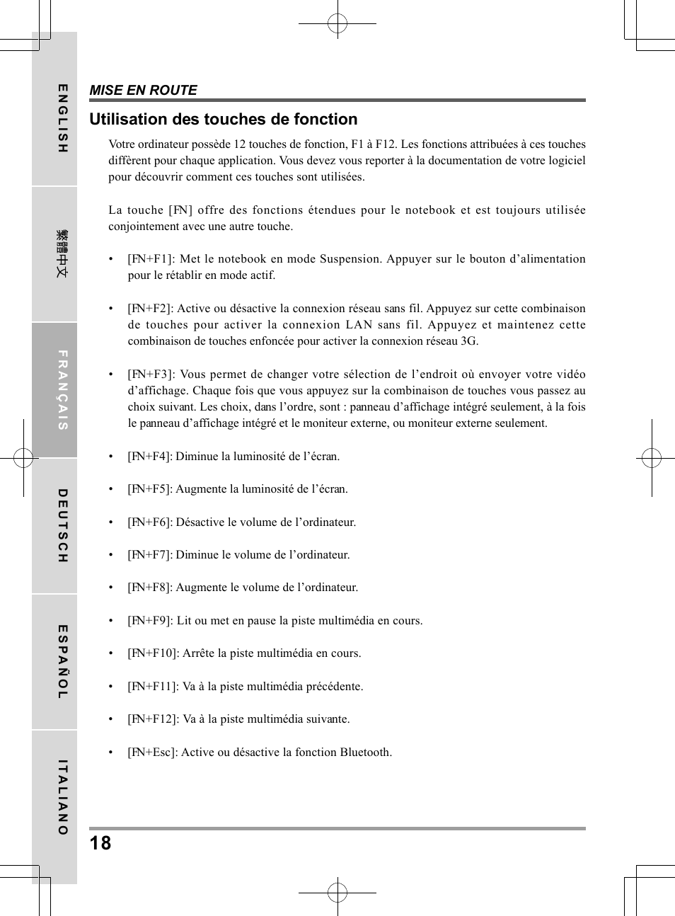 Utilisation des touches de fonction | PROLiNK Glee UW2 User Manual User Manual | Page 62 / 198