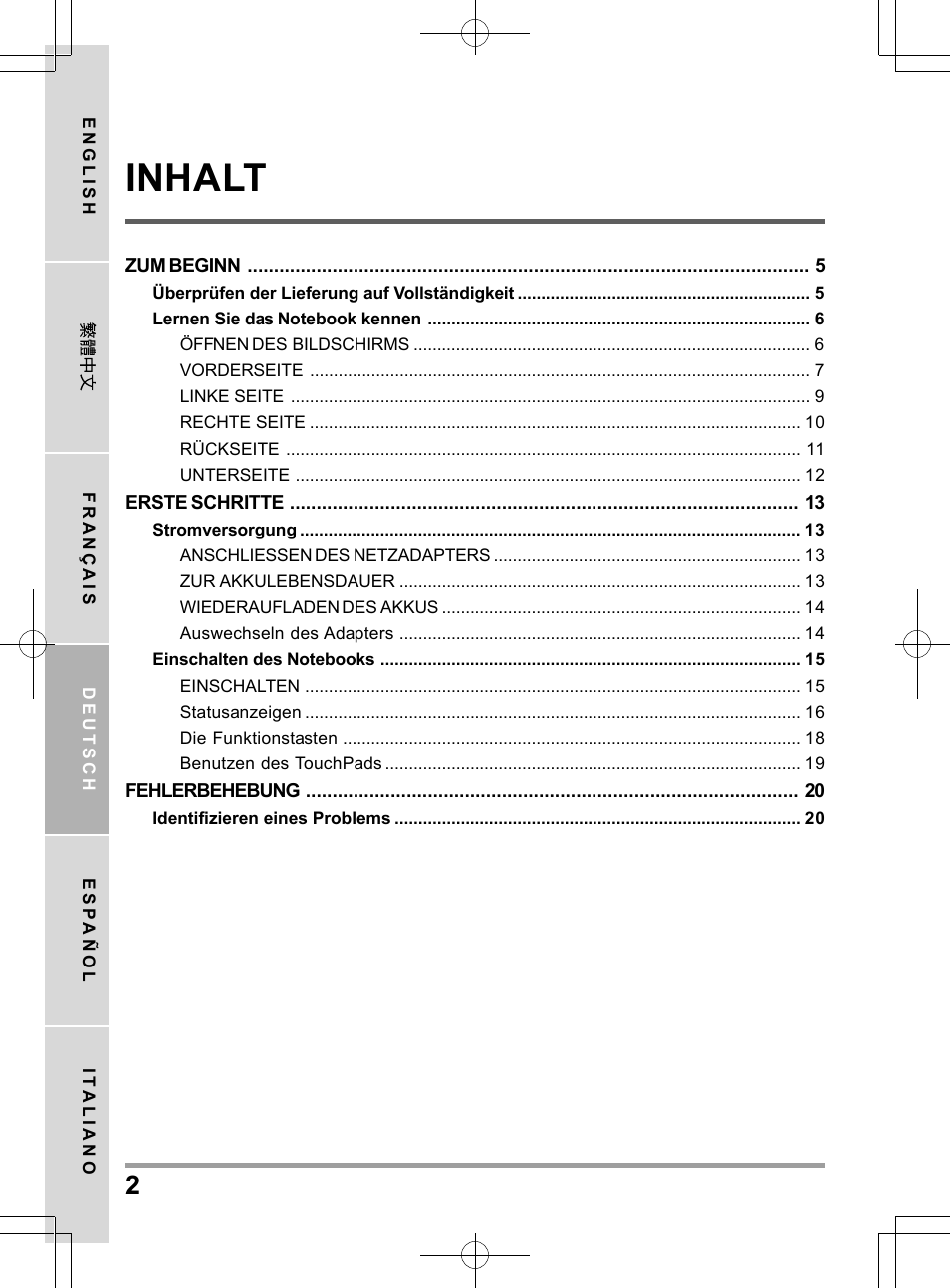 Inhalt | PROLiNK Glee UW2 User Manual User Manual | Page 68 / 198