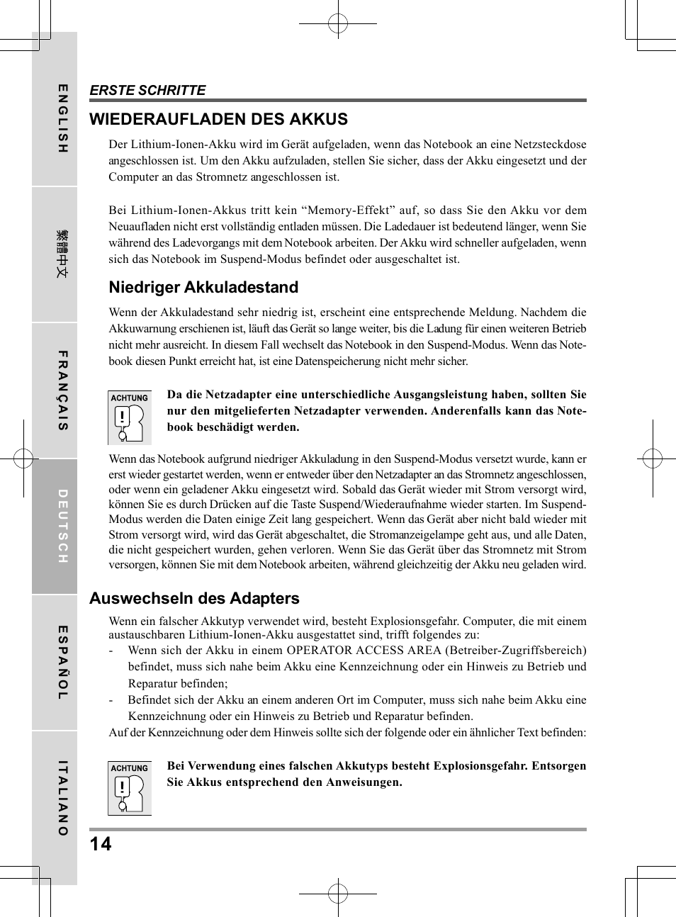 Wiederaufladen des akkus, Niedriger akkuladestand, Auswechseln des adapters | PROLiNK Glee UW2 User Manual User Manual | Page 80 / 198