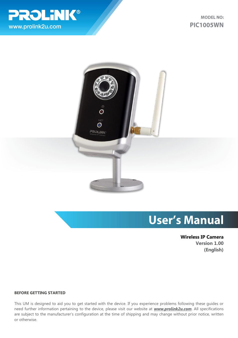 PROLiNK PIC1005WN User Manual User Manual | 53 pages