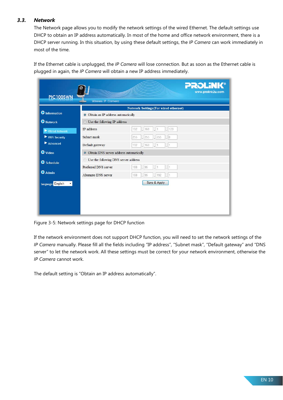 Network | PROLiNK PIC1005WN User Manual User Manual | Page 13 / 53