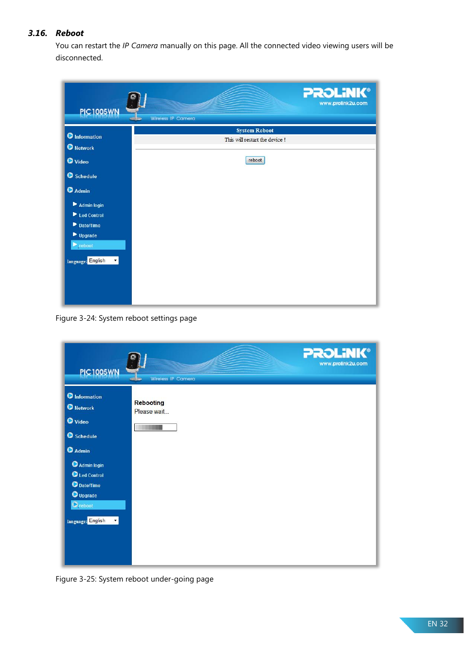 Reboot | PROLiNK PIC1005WN User Manual User Manual | Page 35 / 53