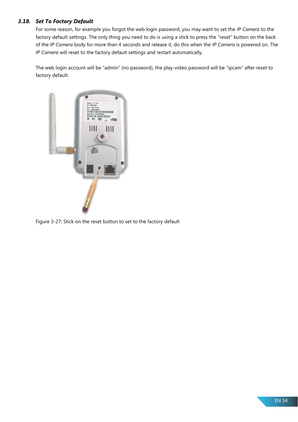 Set to factory default | PROLiNK PIC1005WN User Manual User Manual | Page 37 / 53