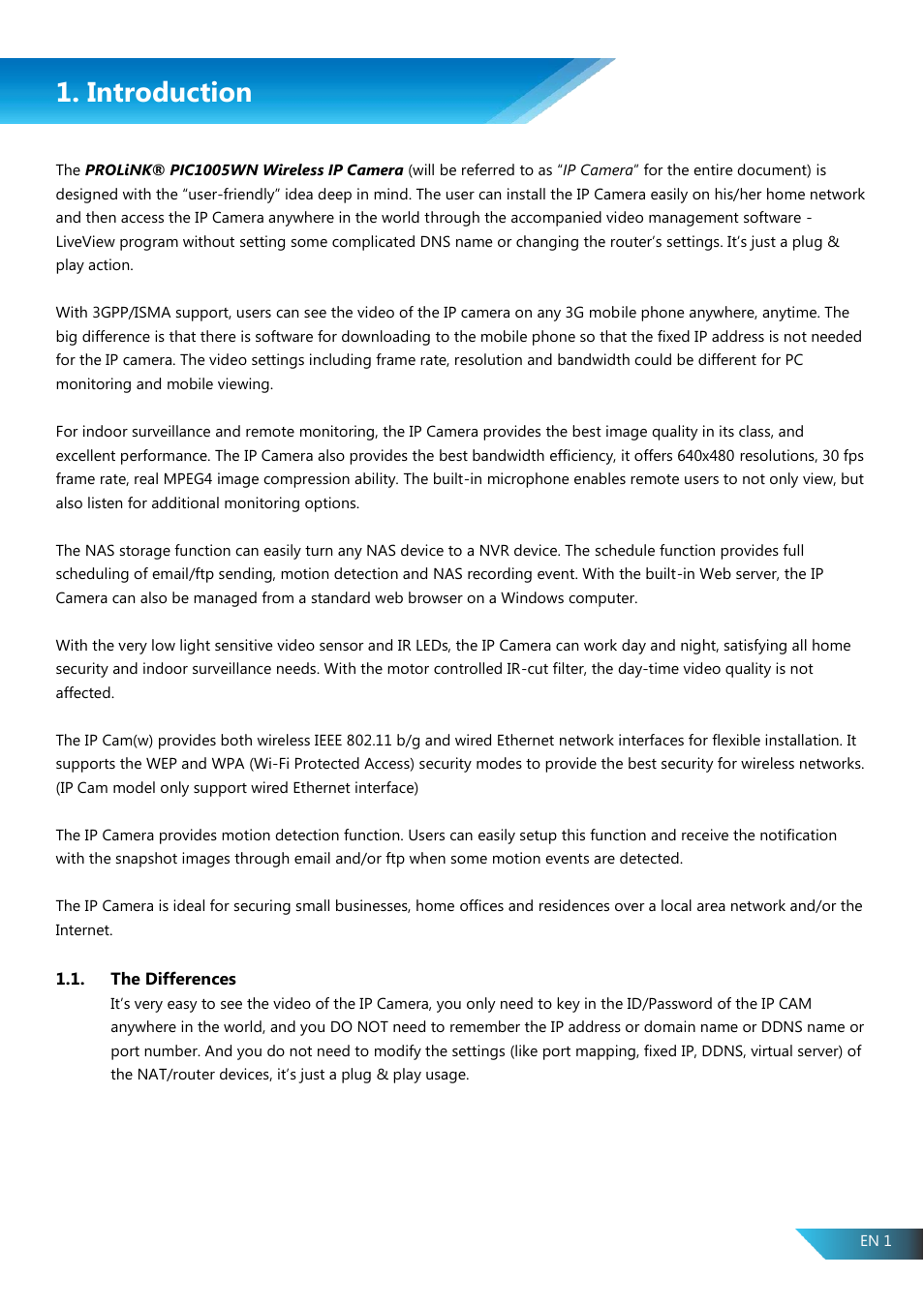 Introduction, The differences | PROLiNK PIC1005WN User Manual User Manual | Page 4 / 53