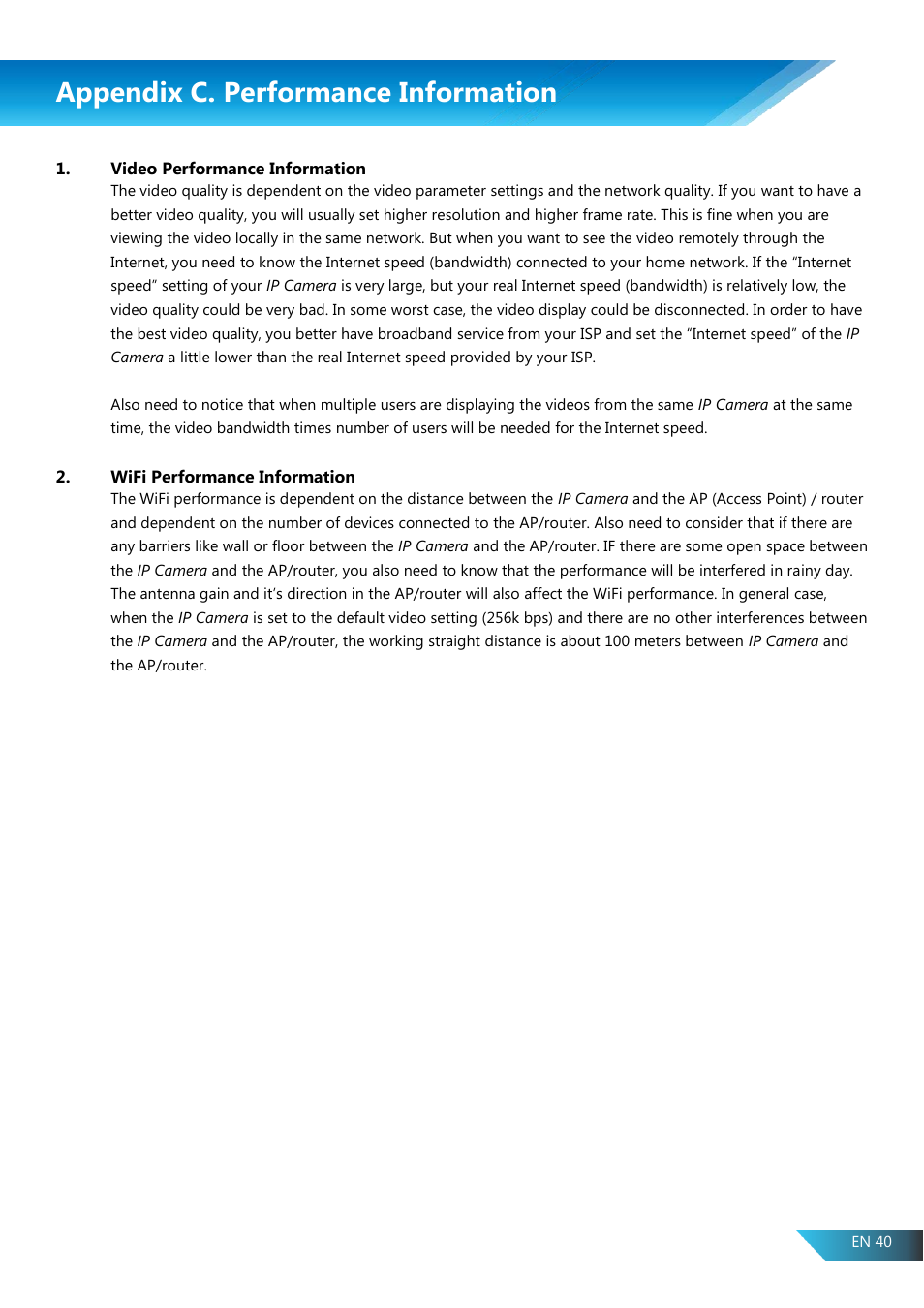 Appendix c. performance information | PROLiNK PIC1005WN User Manual User Manual | Page 43 / 53