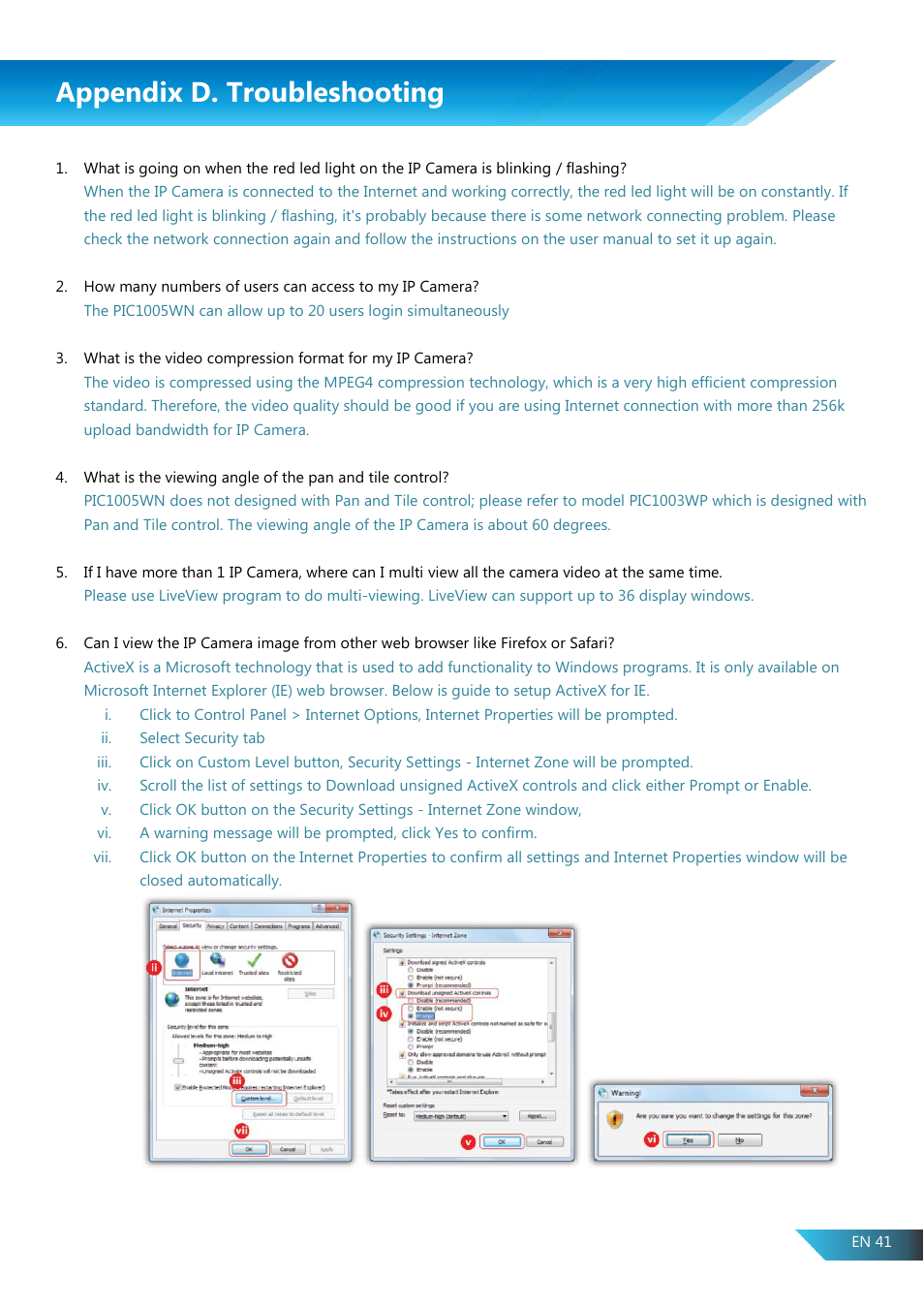 Appendix d. troubleshooting | PROLiNK PIC1005WN User Manual User Manual | Page 44 / 53