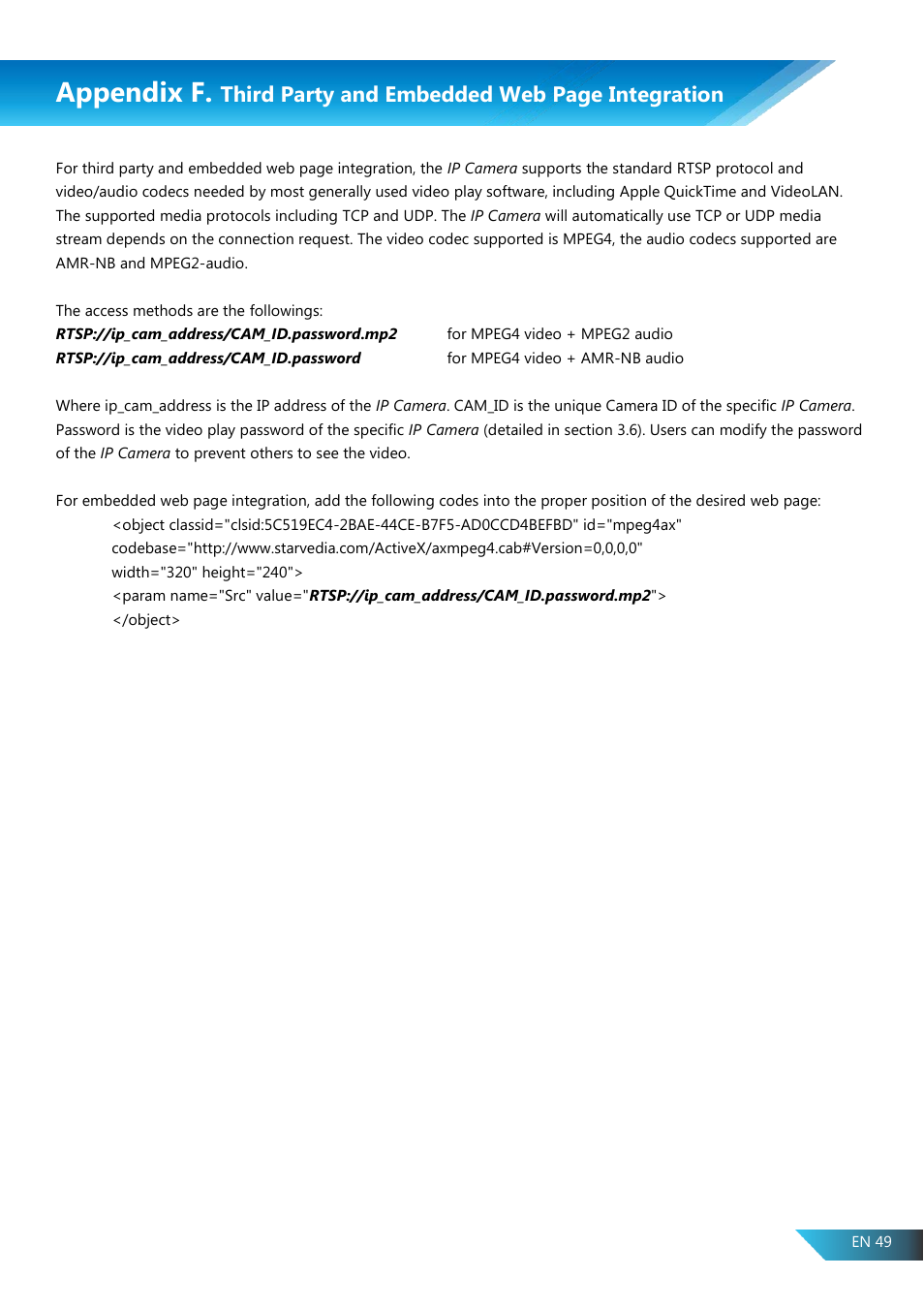 Appendix f, Third party and embedded web page integration | PROLiNK PIC1005WN User Manual User Manual | Page 52 / 53
