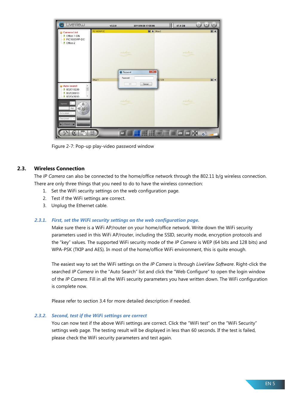 Wireless connection, Second, test if the wifi settings are correct | PROLiNK PIC1005WN User Manual User Manual | Page 8 / 53