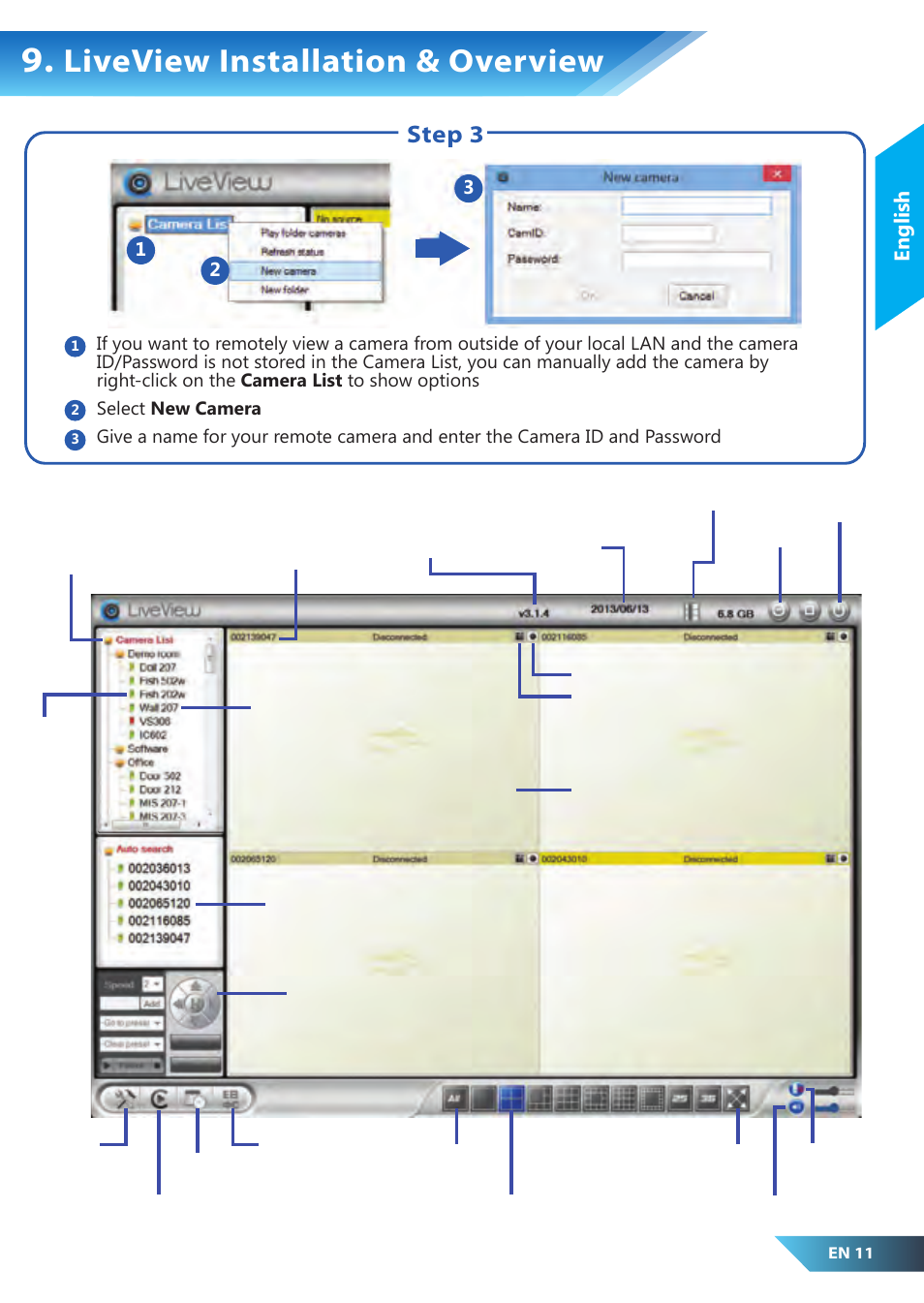 Liveview installation & overview, Step 3, English | PROLiNK PIC1007WP Quick Installation Guide User Manual | Page 13 / 40