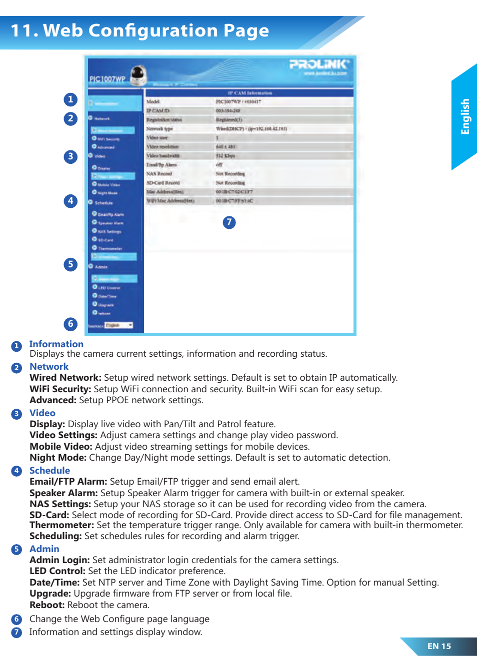 Web configuration page | PROLiNK PIC1007WP Quick Installation Guide User Manual | Page 17 / 40