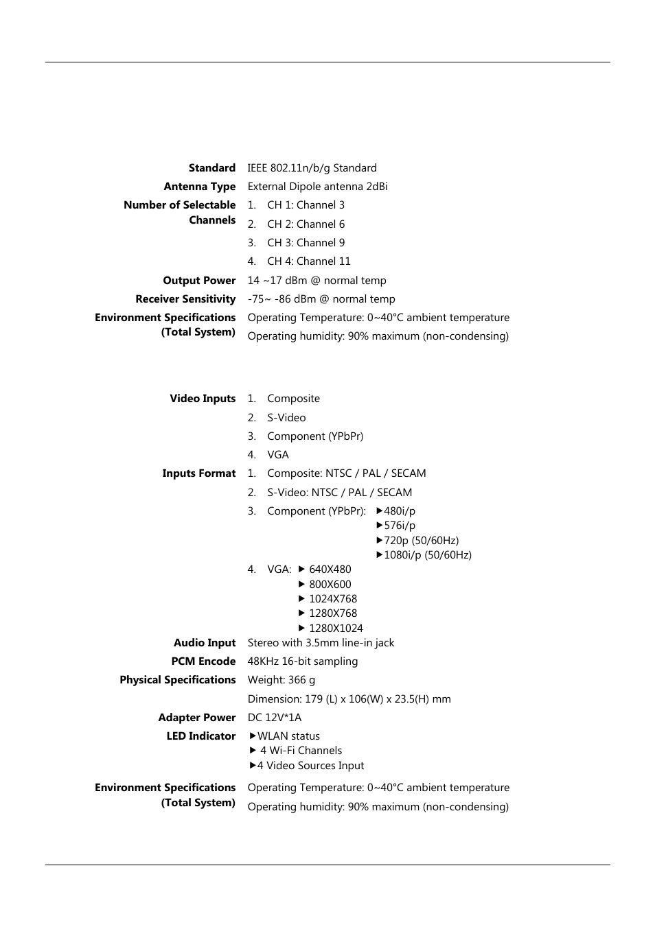 Chapter 4 hardware specifications | PROLiNK PME200 User Manual User Manual | Page 11 / 28
