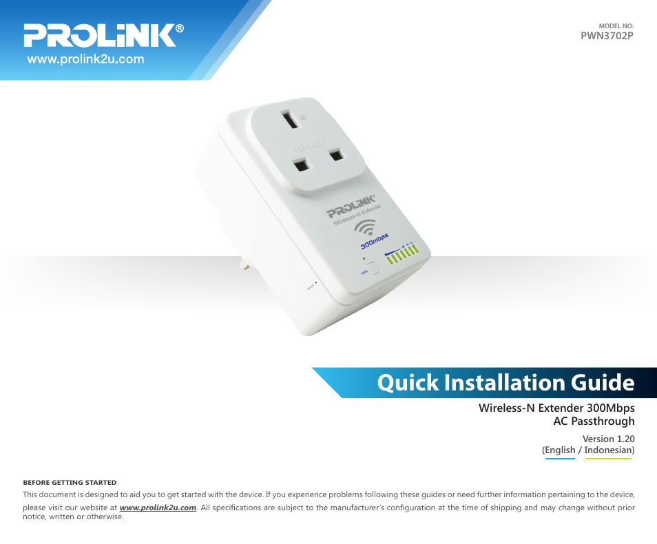 PROLiNK PWN3702P User Manual | 24 pages