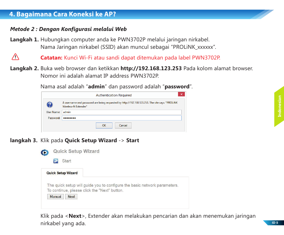 Bagaimana cara koneksi ke ap | PROLiNK PWN3702P User Manual | Page 15 / 24