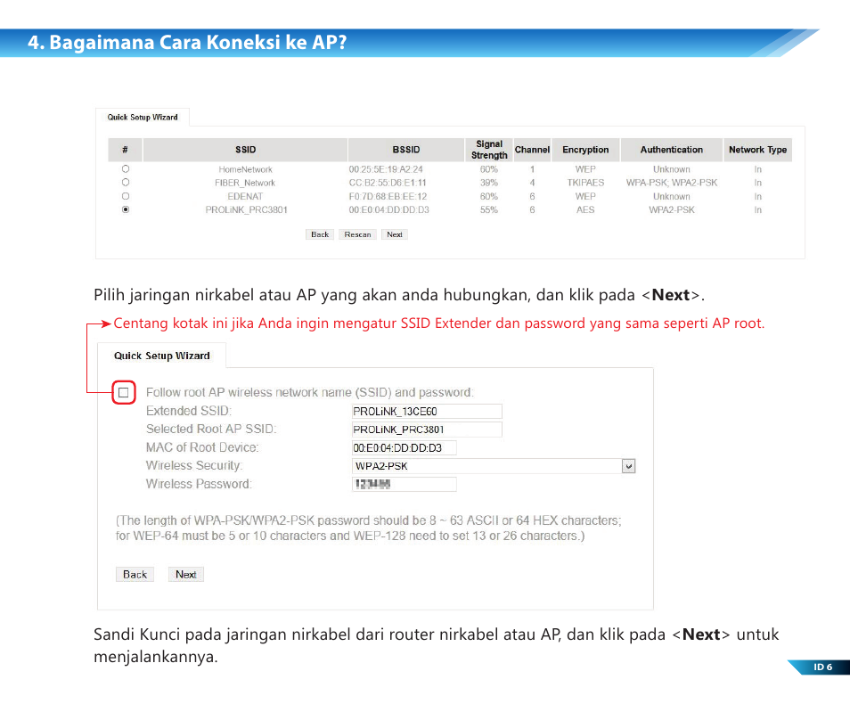 Bagaimana cara koneksi ke ap | PROLiNK PWN3702P User Manual | Page 16 / 24