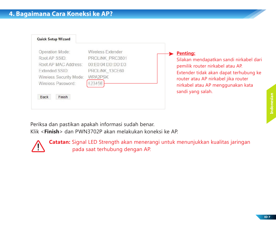 Bagaimana cara koneksi ke ap | PROLiNK PWN3702P User Manual | Page 17 / 24