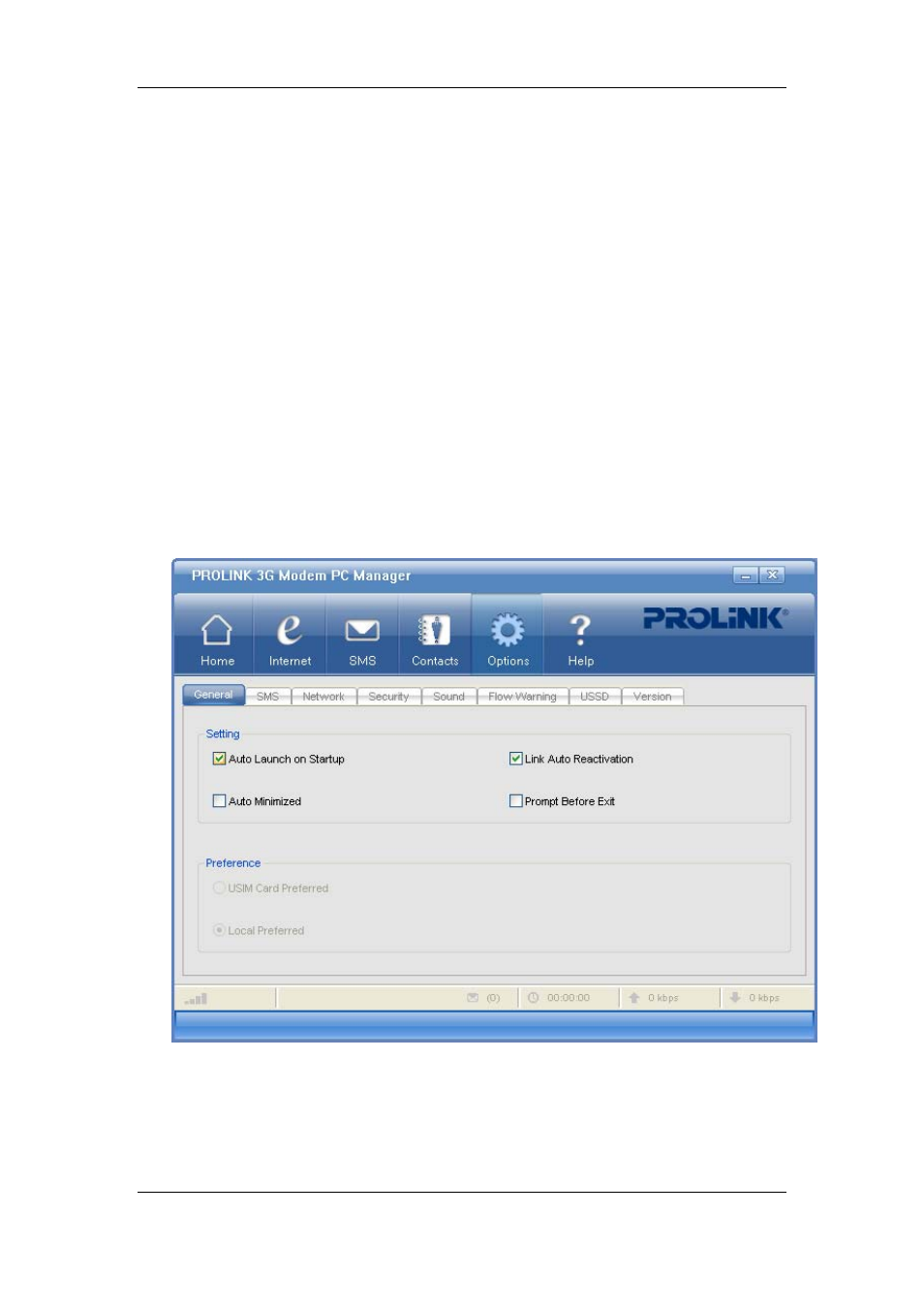 Options | PROLiNK PHS100 User Manual User Manual | Page 11 / 20
