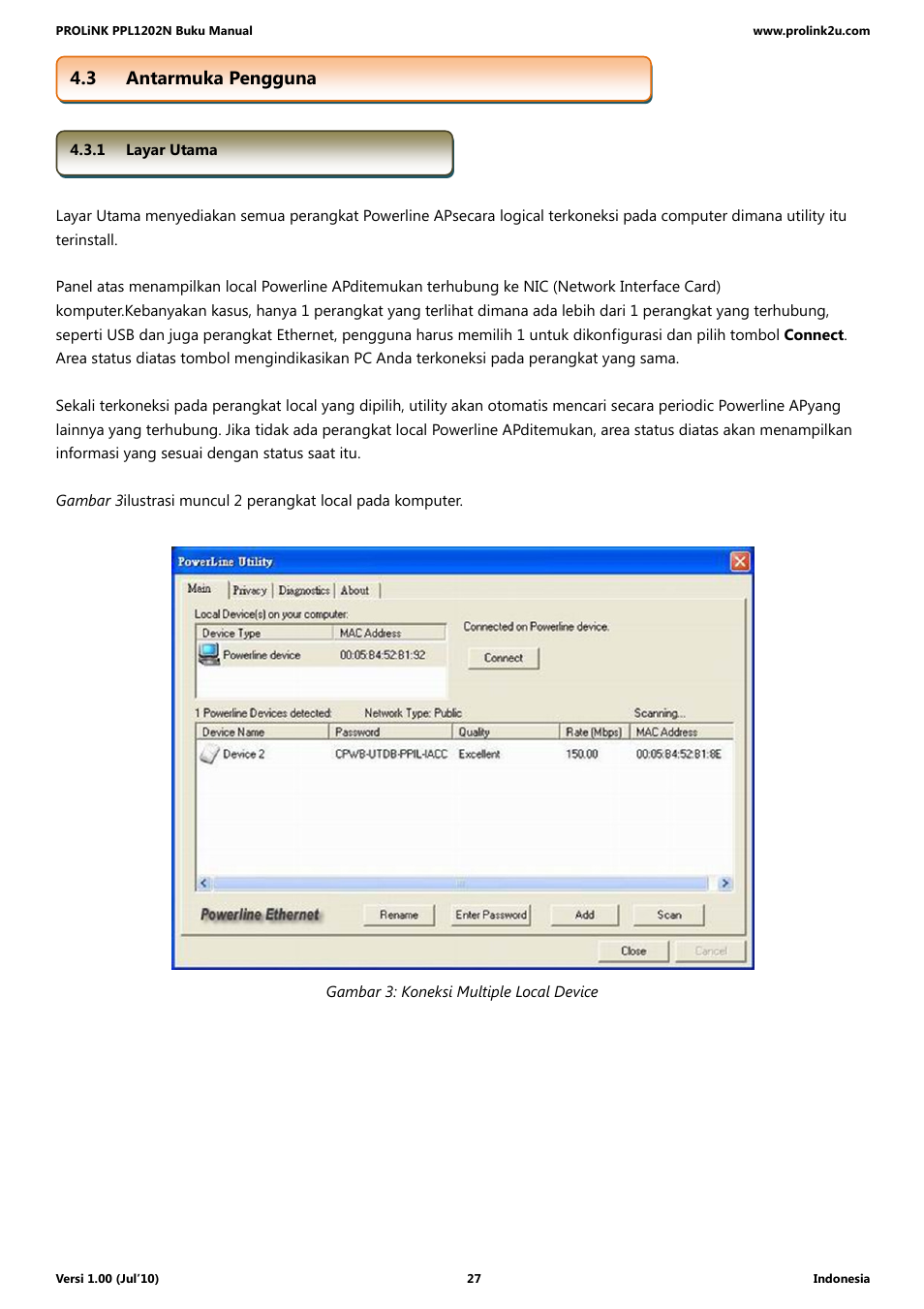 3 antarmuka pengguna | PROLiNK PPL1202N Quick Installation Guide User Manual | Page 77 / 99