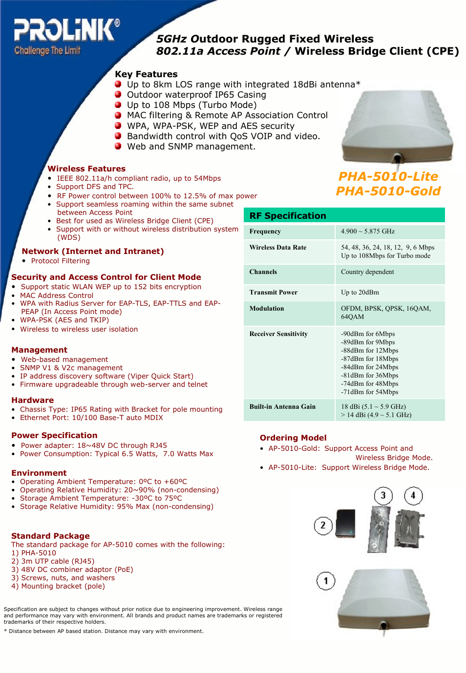 PROLiNK PHA5010-Gold User Manual | 1 page