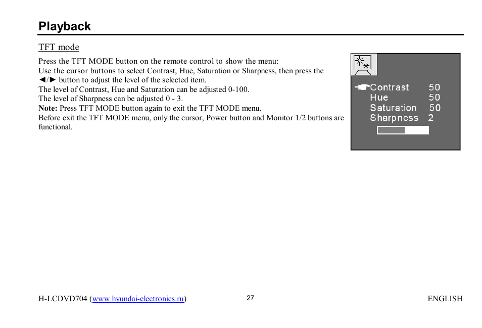 Playback | Hyundai H-LCDVD704 User Manual | Page 27 / 64