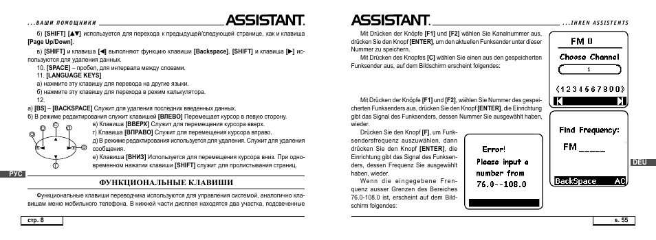 Функциональные клавиши | ASSISTANT AT-4008 User Manual | Page 117 / 124