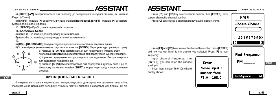 Функціональні клавіші | ASSISTANT AT-4008 User Manual | Page 55 / 124