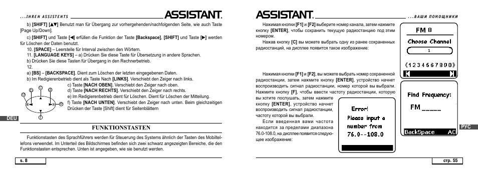 Funktionstasten | ASSISTANT AT-4008 User Manual | Page 70 / 124